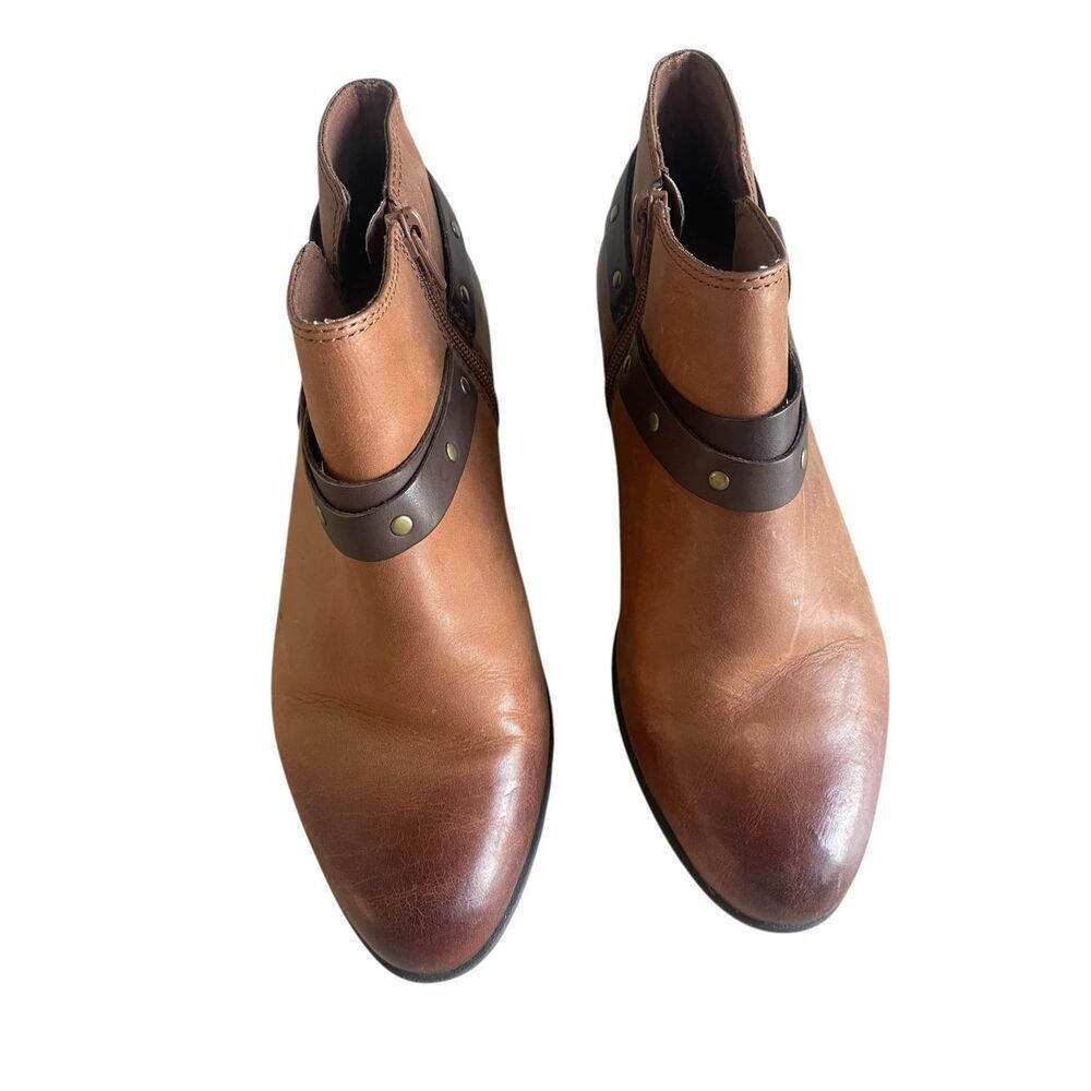 Clark’s Collection Addiy Zoei Brown Leather Ankle Boots Women’s Sz 8 8M Booties - Picture 2 of 8